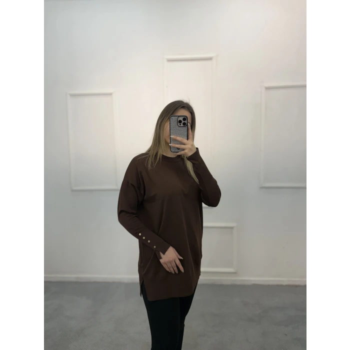 Sork Kol Zımbalı Merserize Tunik