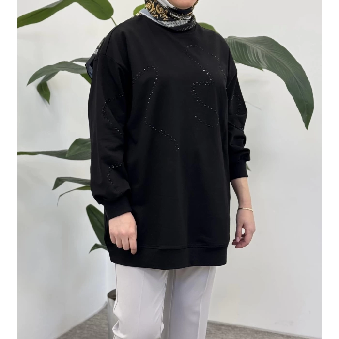 Taş Detaylı Sweat Tunik