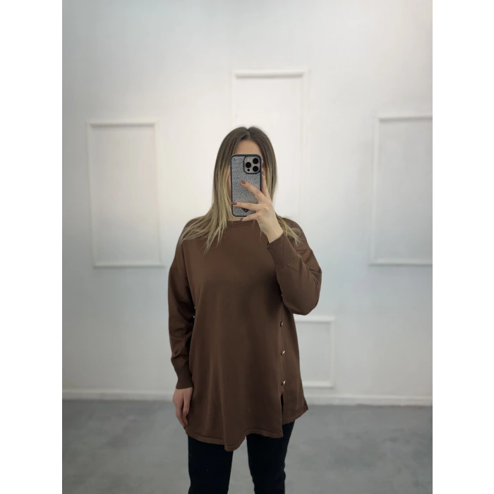 Ugly Yandan Düğmeli Merserize Tunik