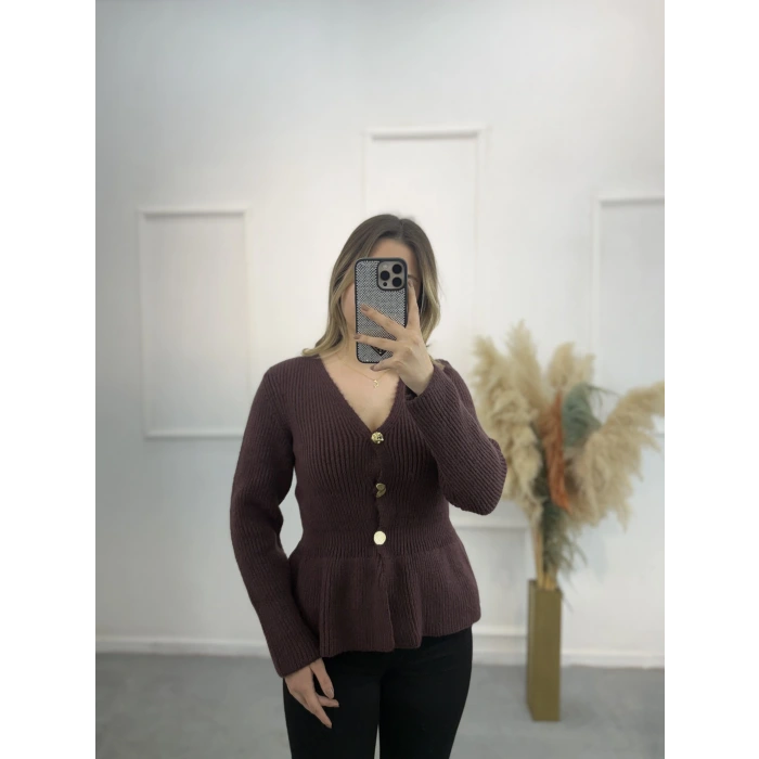 Wamble Gold Düğmeli Pileli Hırka