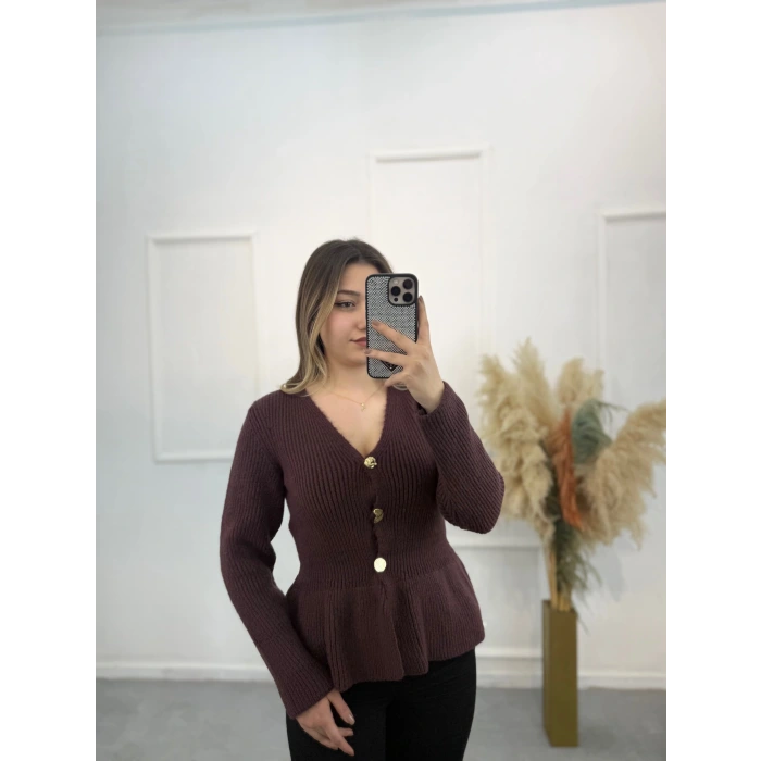 Wamble Gold Düğmeli Pileli Hırka