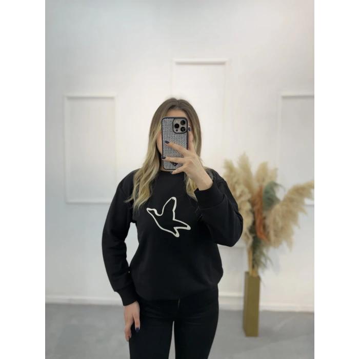 Willow Bymn Siyah Şeritli Sweatshirt