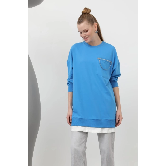 Zincir Cep Detaylı Sweat Tunik