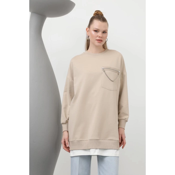 Zincir Cep Detaylı Sweat Tunik