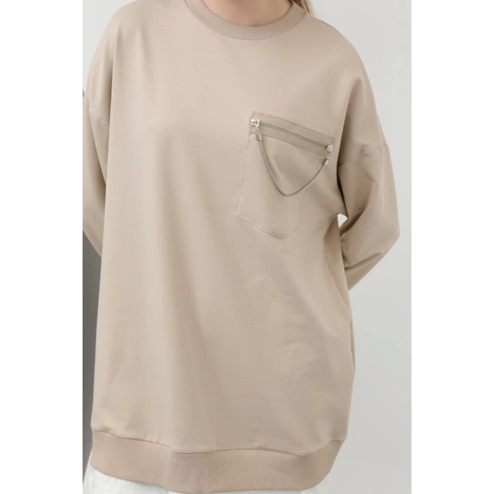 Zincir Cep Detaylı Sweat Tunik