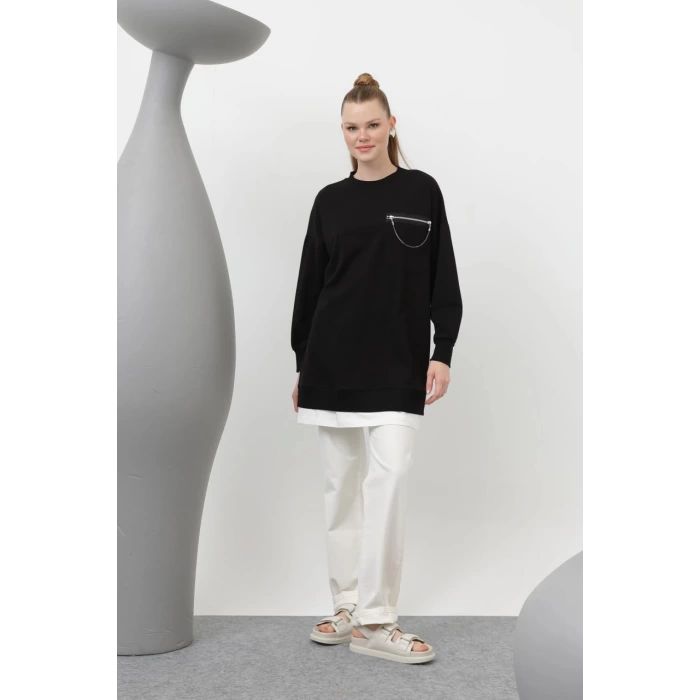 Zincir Cep Detaylı Sweat Tunik