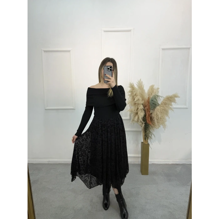 Zirov Dal Desenli Asimetrik Etek