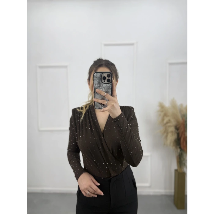 Zra Bodysuit Taşlı Bluz