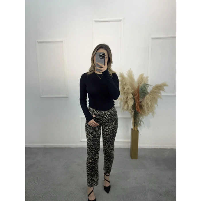Zra Boy Fİt Likralı Leopar Jean