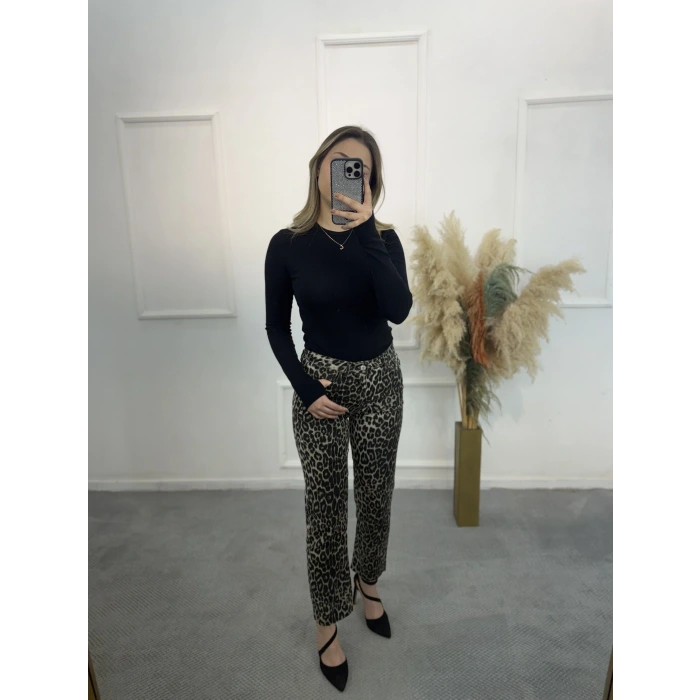 Zra Boy Fİt Likralı Leopar Jean