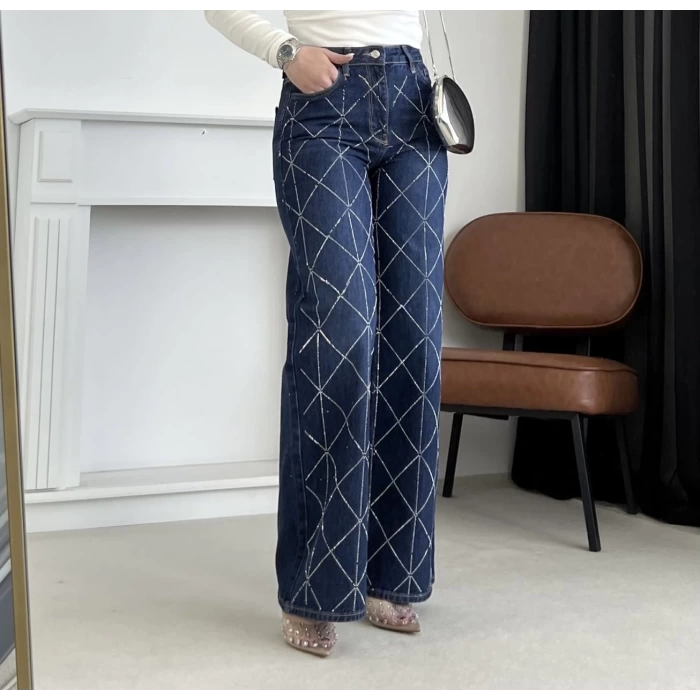 Zra Çapraz Taşlı Plazzo Jean