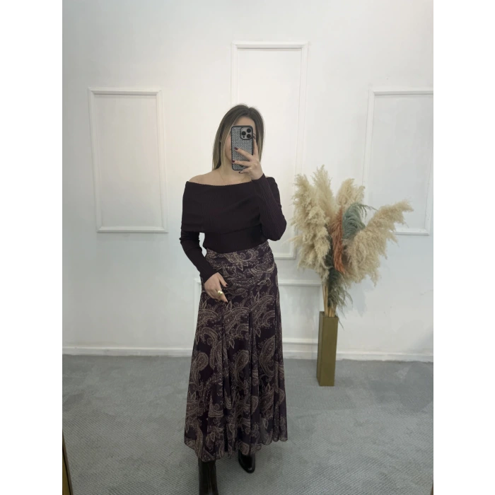 Zra Model Desenli Şifon Etek