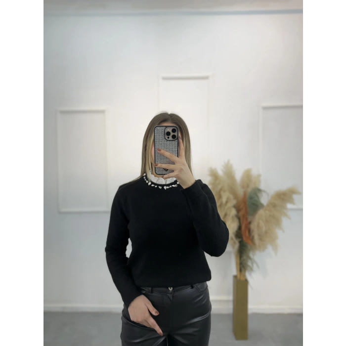 Zugz Yaka Taş Ve Güpürlü Kazak