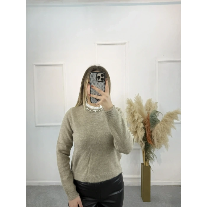 Zugz Yaka Taş Ve Güpürlü Kazak