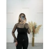 Benekli Tül Bluz