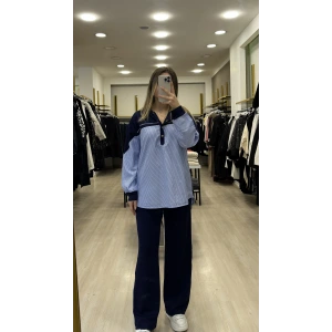 Ekra Çıtçıt Garnili Poplinli İkili Takım