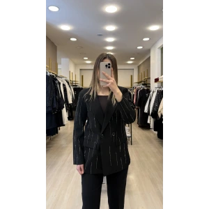Poliv Şerirt Taşlı Blazer Ceket