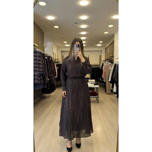 Wib Batik Desenli Organik Kumaş Etekli İkili Takım