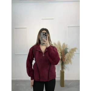 Angora Fermuarlı Yarım Balıkçı Hırka