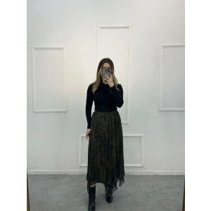 Bezzi Şal Desenli Asimetrik Etek