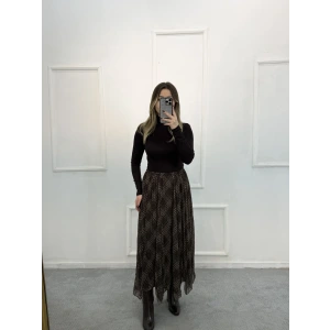 Neyss Çizgi Desenli Asimetrik Etek