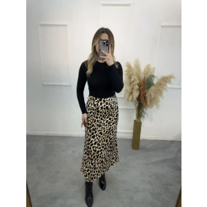 Pian Leopar Desen Saten Etek