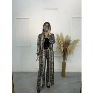 Priste Yılan Desenli Saten İkili Takım