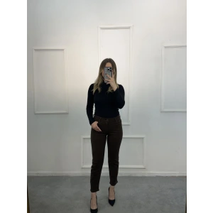 Profit Likralı Yan Leopar Taşlı Mom Jean