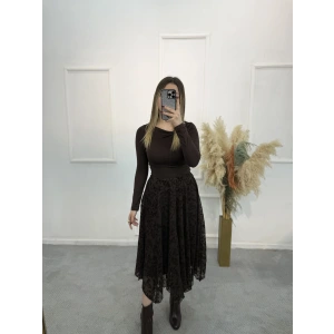 Zirov Dal Desenli Asimetrik Etek