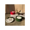 Yılbaşı konsept kurdeleli dekoratif tabak ve 2’li inci toz mum set
