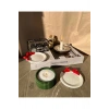 Yılbaşı konsept 2’li kurdeleli dekor tabak inci tozlu mum set