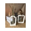 Modern 2li geometrik cam tüplü vazo set (12-16cm) taş tozu