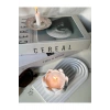 Çizgili Dekoratif Tabak Ve Lotus Çiçek İnci Tozlu Mumluk