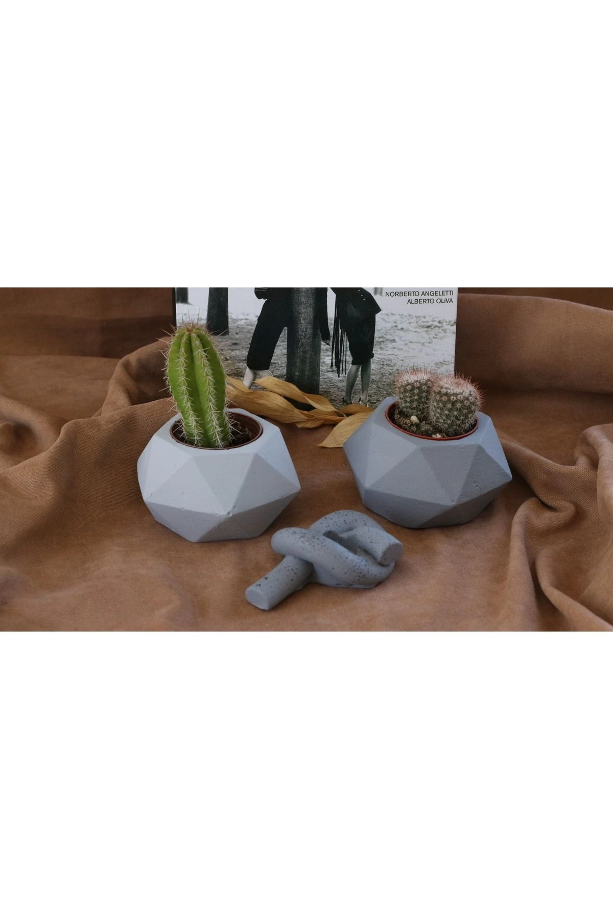 2’li prizma döküm saksı loop dekor şamdanlık