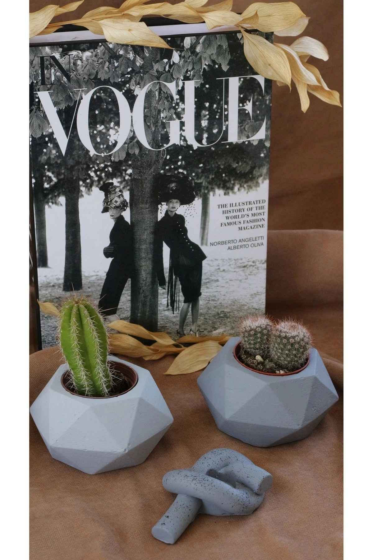 2’li prizma döküm saksı loop dekor şamdanlık