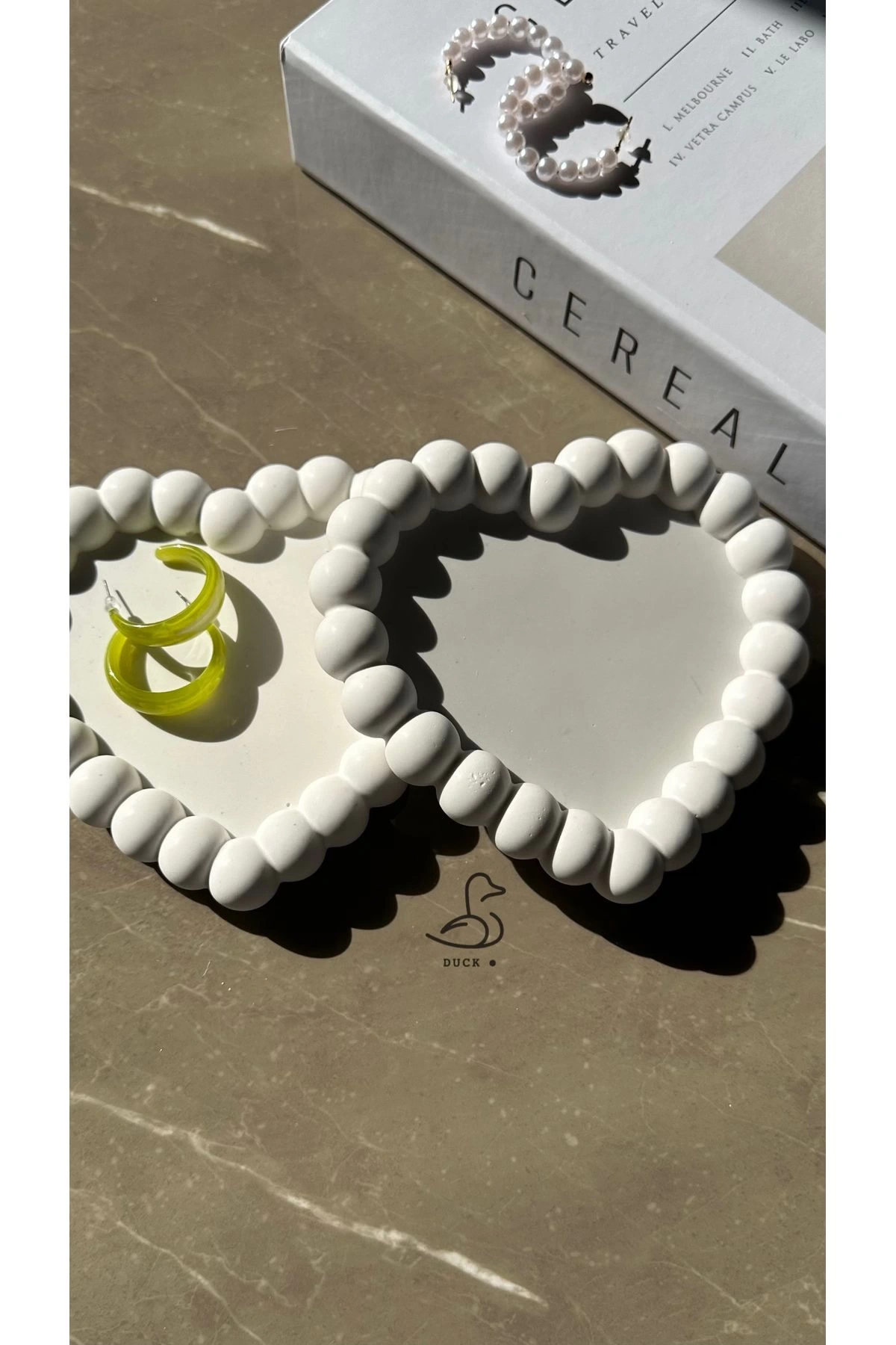 Baloncuklu 2’li kalp şeklinde dekoratif takı tabak