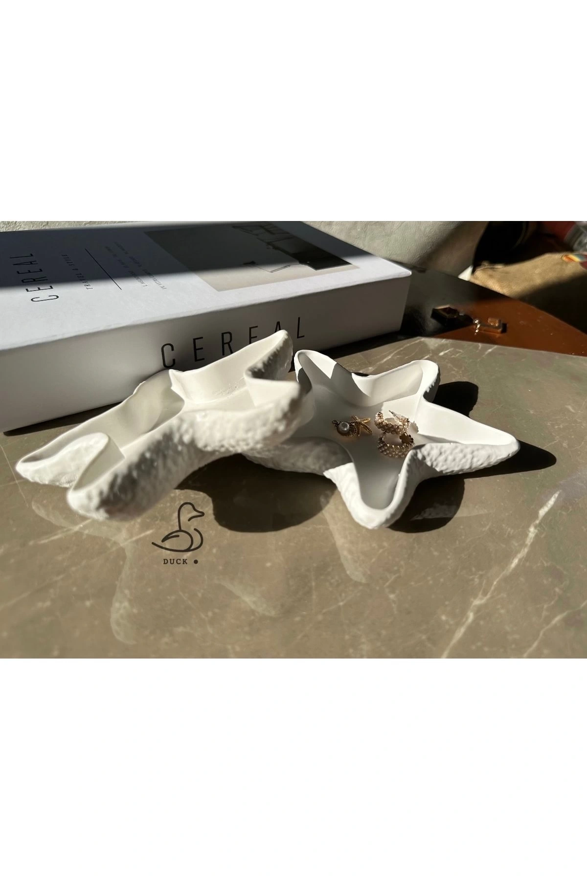 Deniz yıldızı görünümlü 2’li dekoratif takı tabak/mumluk