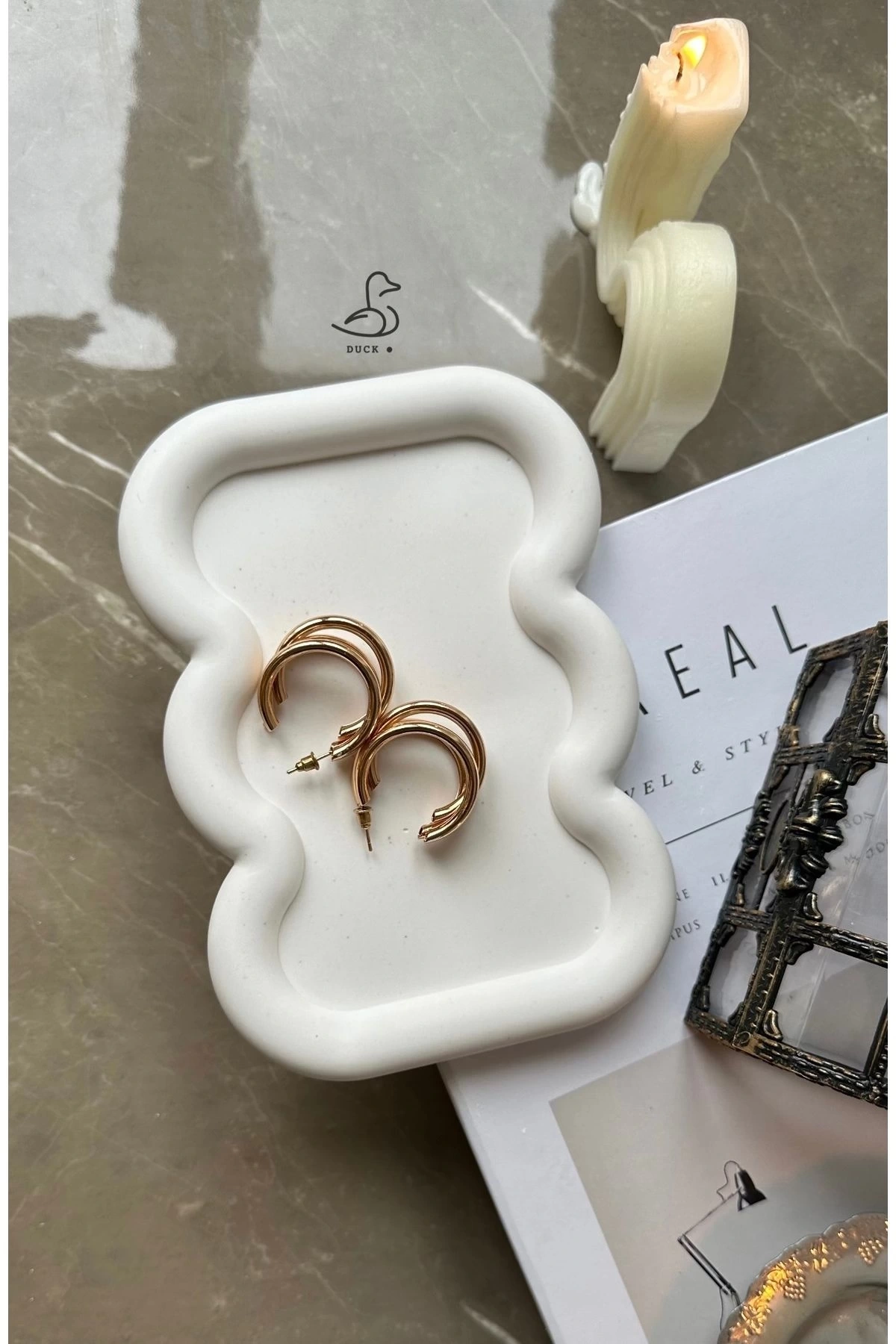 Dalgalı bubble dekoratif takı tabak