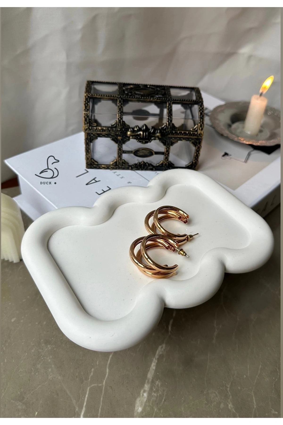 Dalgalı bubble dekoratif takı tabak