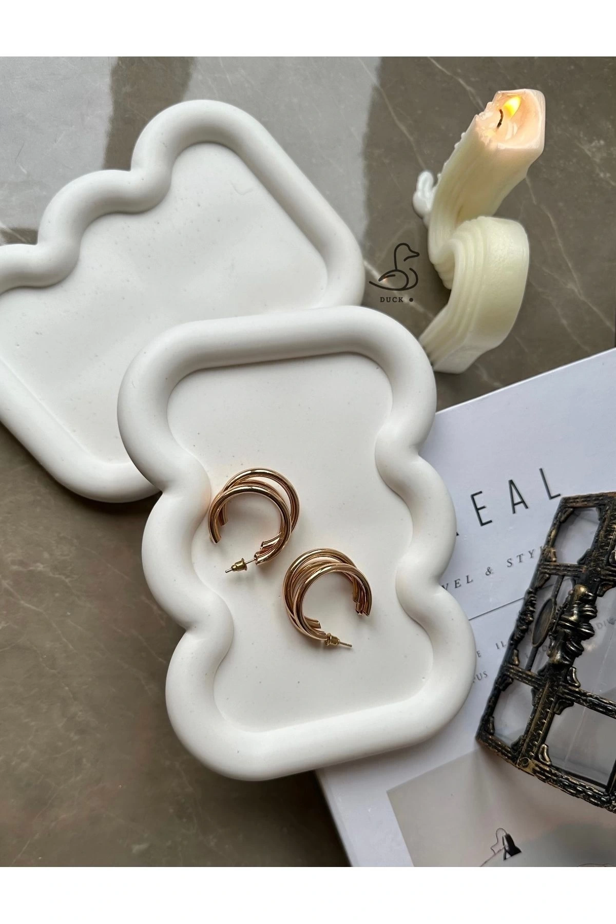 Dalgalı bubble dekoratif takı tabak