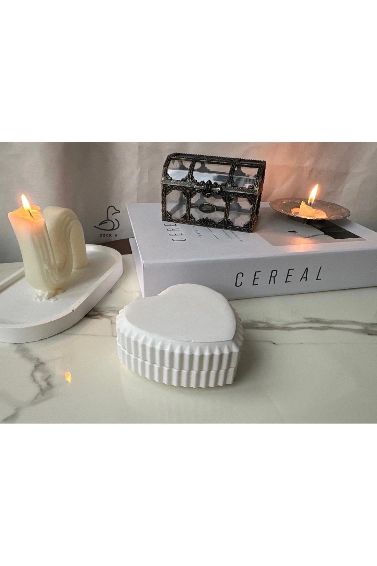 Kalp görünümlü dekoratif tabak kase