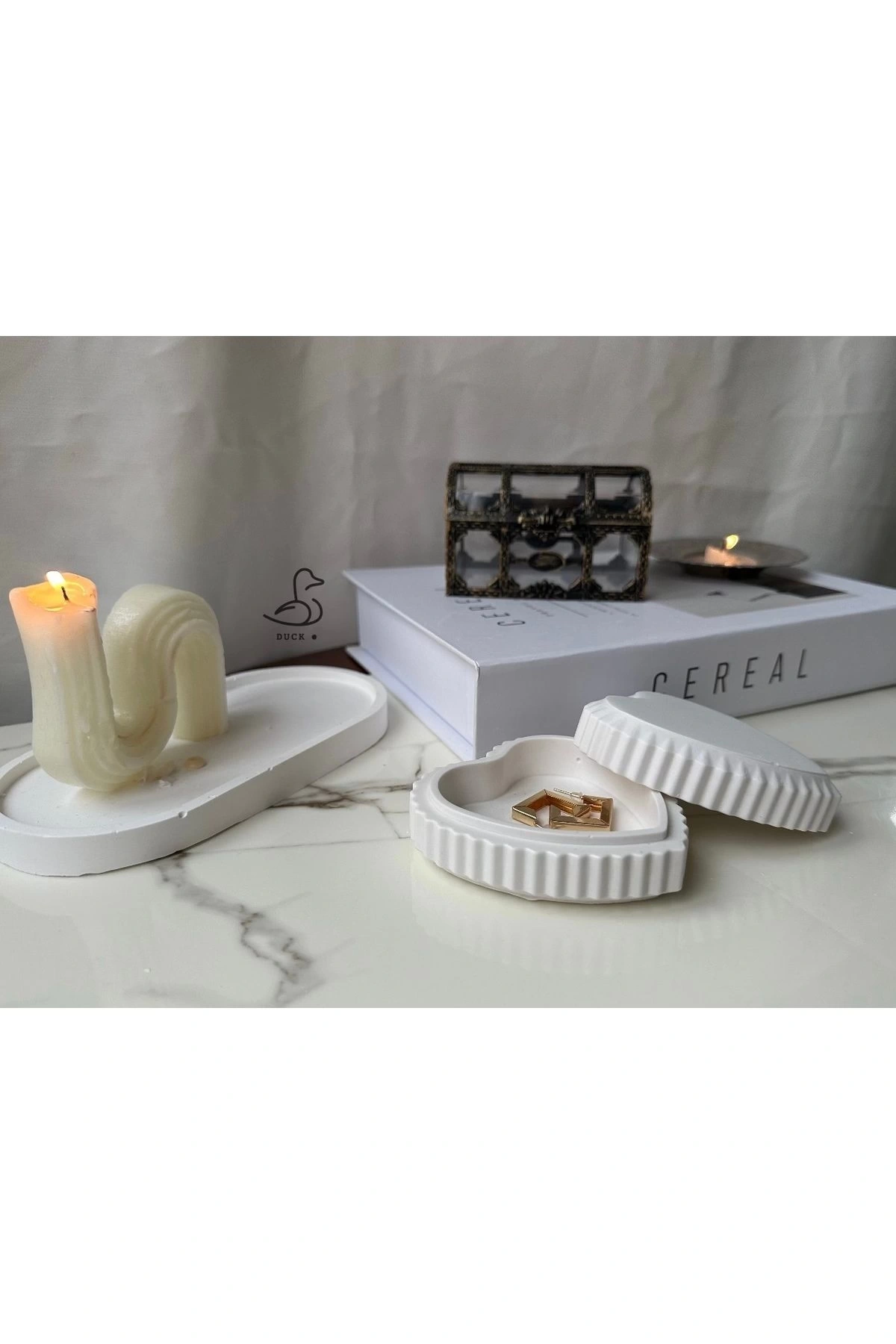 Kalp görünümlü dekoratif tabak kase