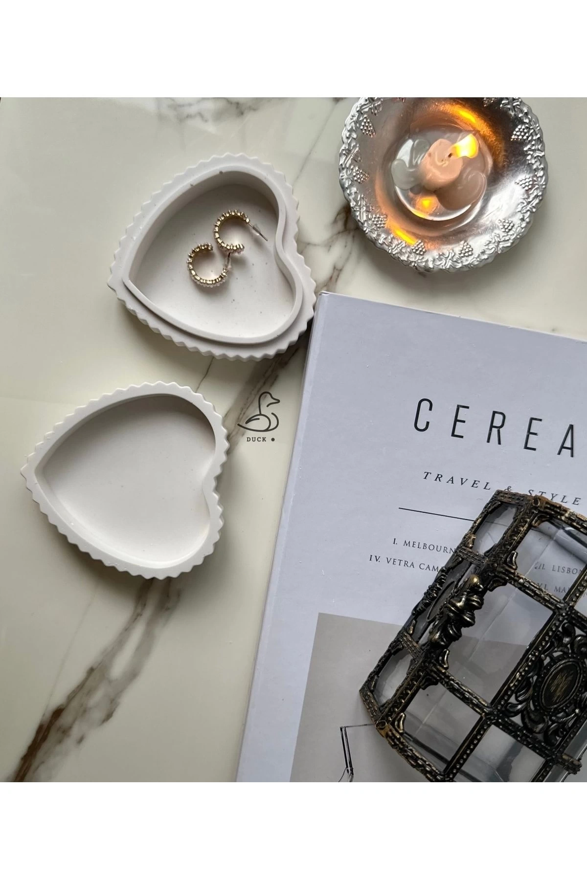 Kalp görünümlü dekoratif tabak kase