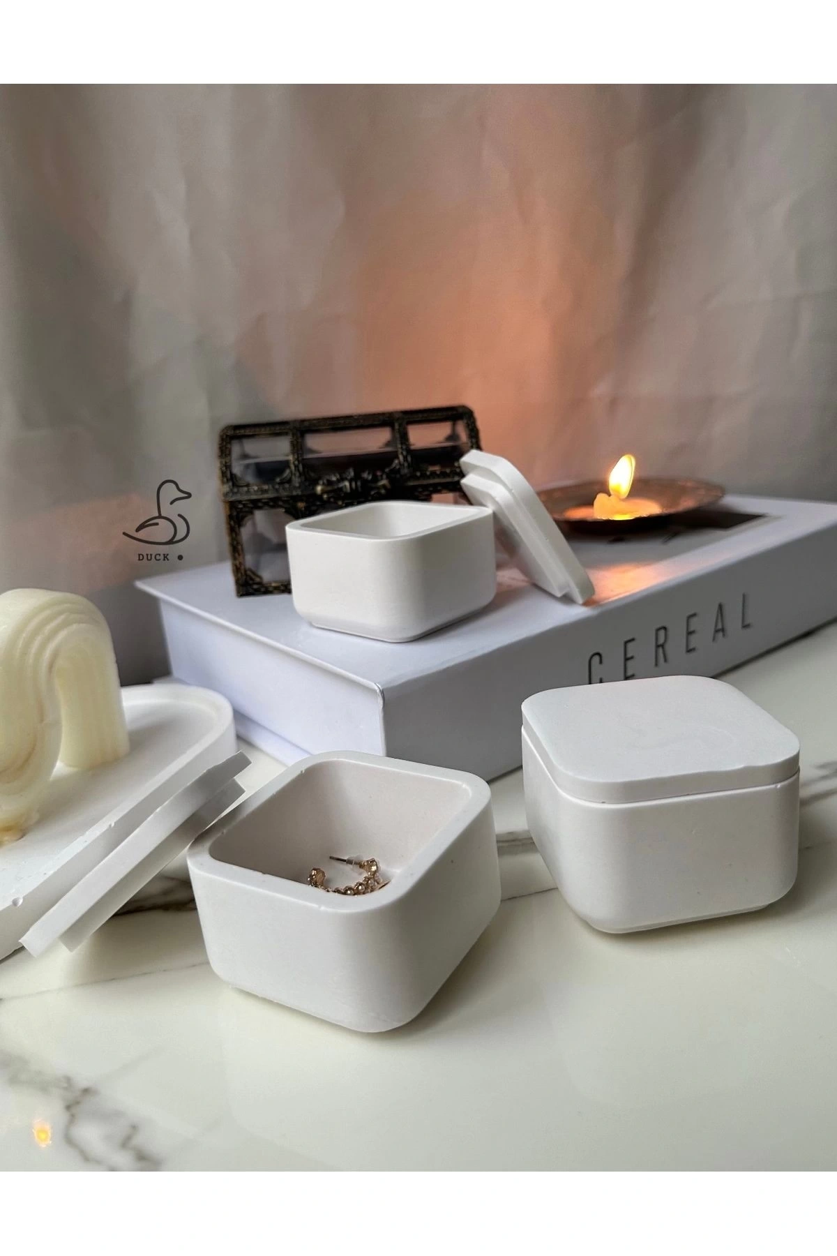Küp görünümlü 3’lü dekoratif tabak kase