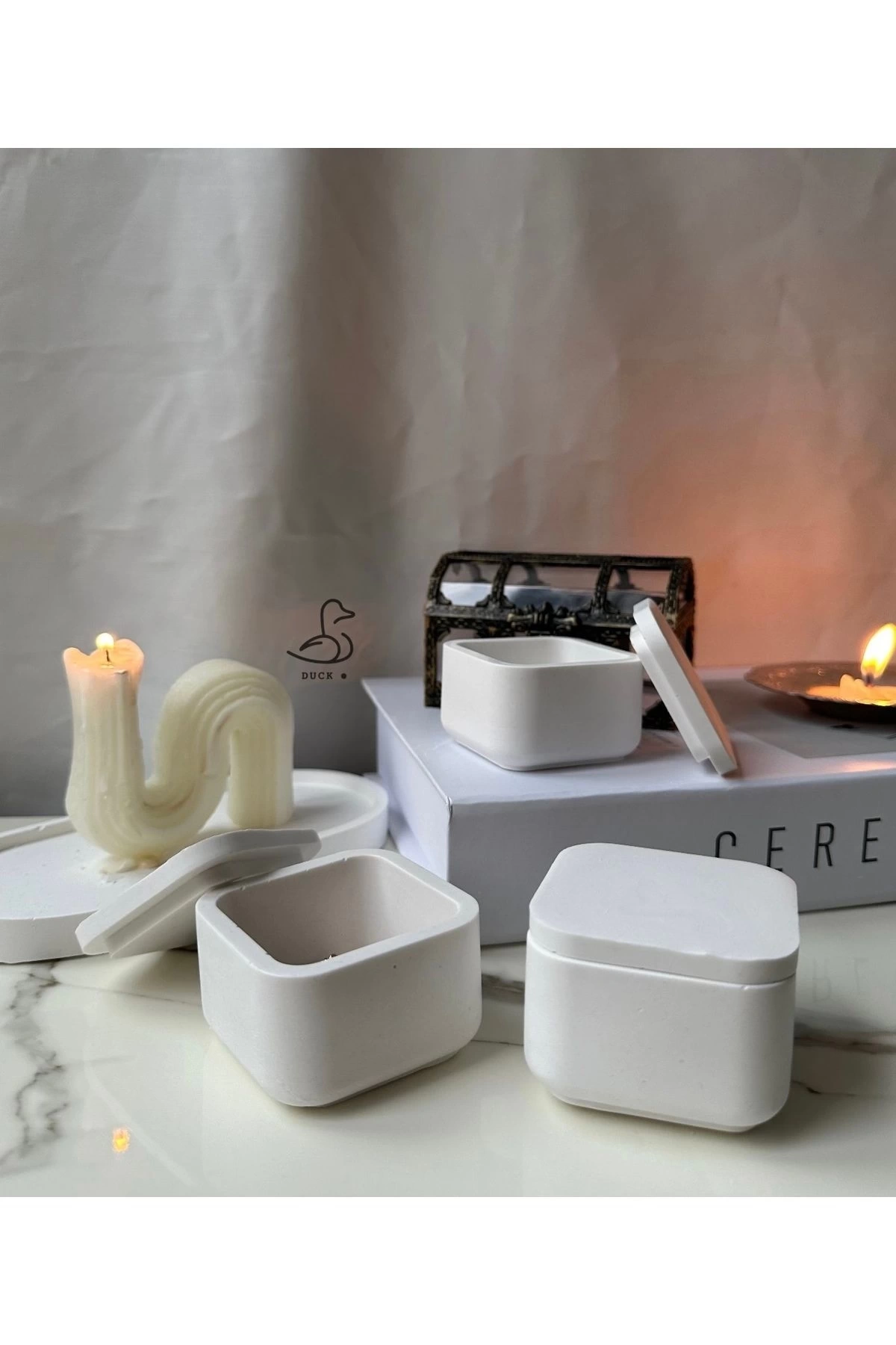 Küp görünümlü 3’lü dekoratif tabak kase
