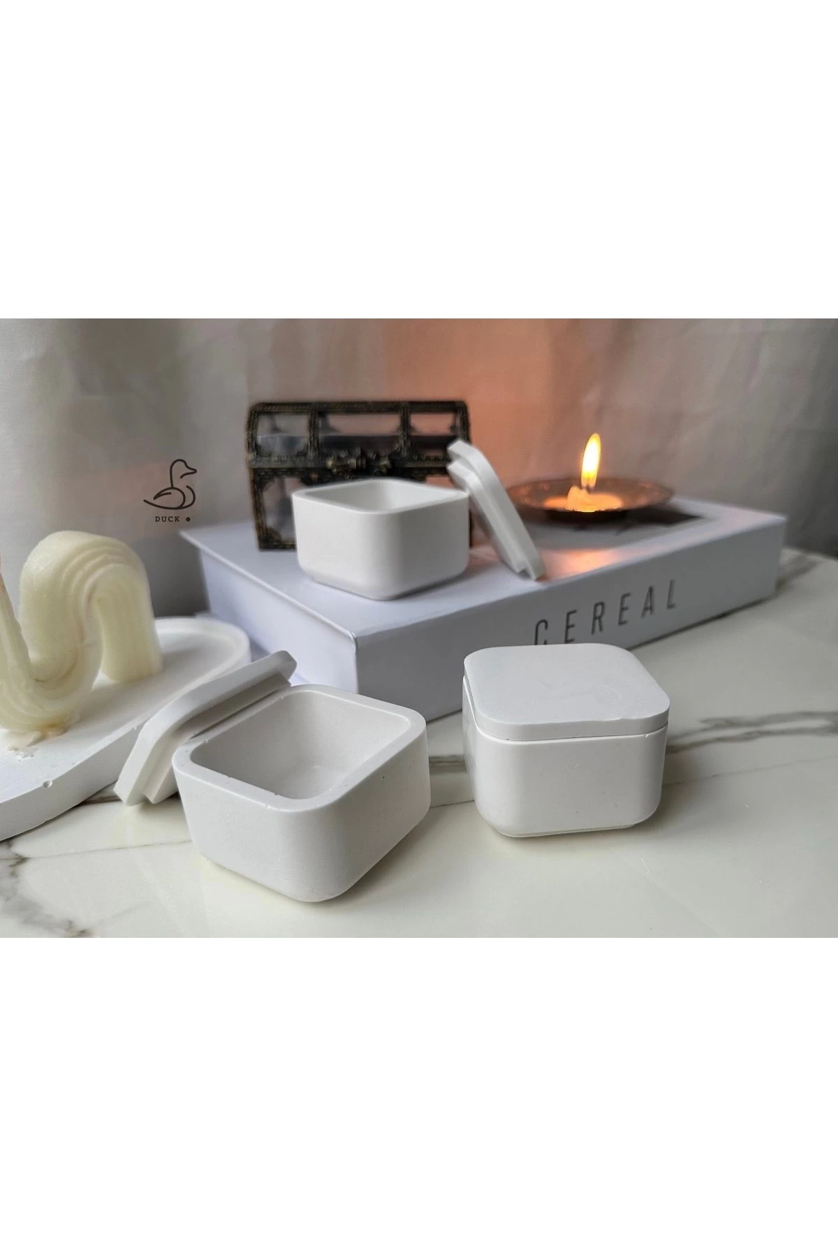Küp görünümlü 3’lü dekoratif tabak kase