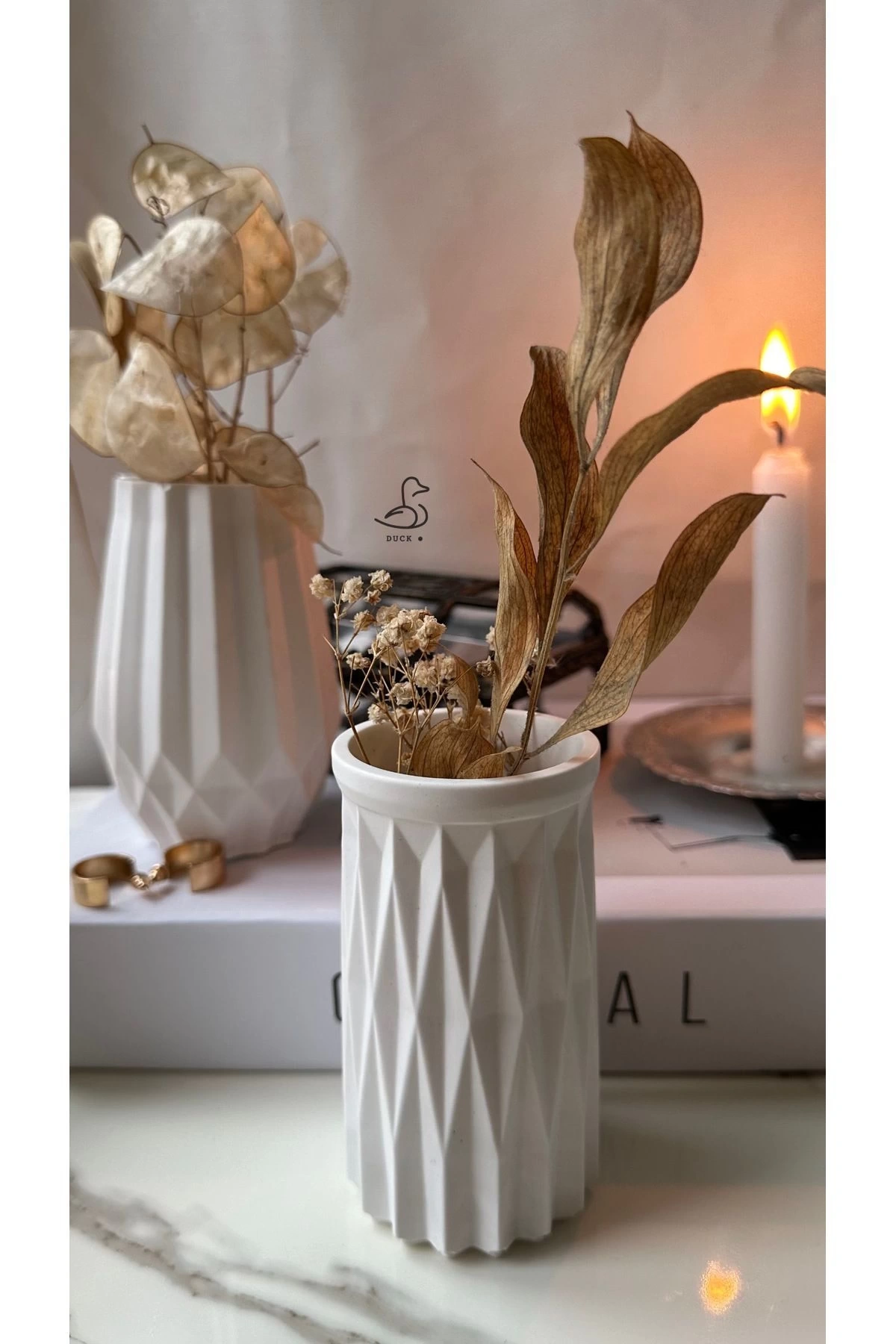 Geometrik Desenli 3’lü Vazo Set (12 CM)