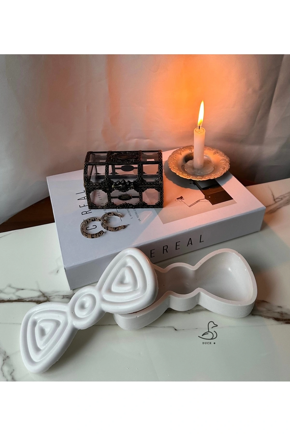 Fiyonk dekoratif tabak/mumluk