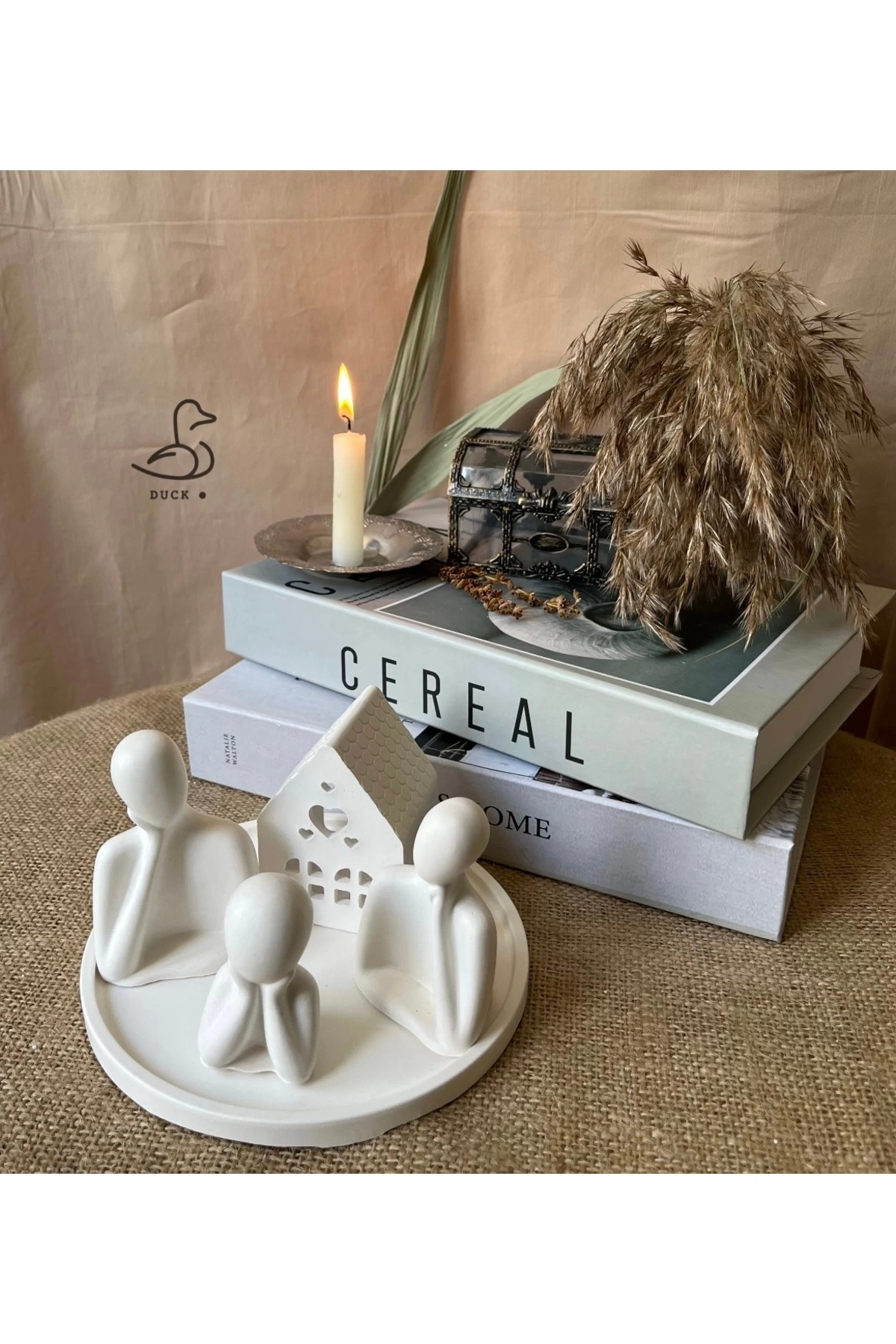 Üçlü aile minik ev dekoratif set