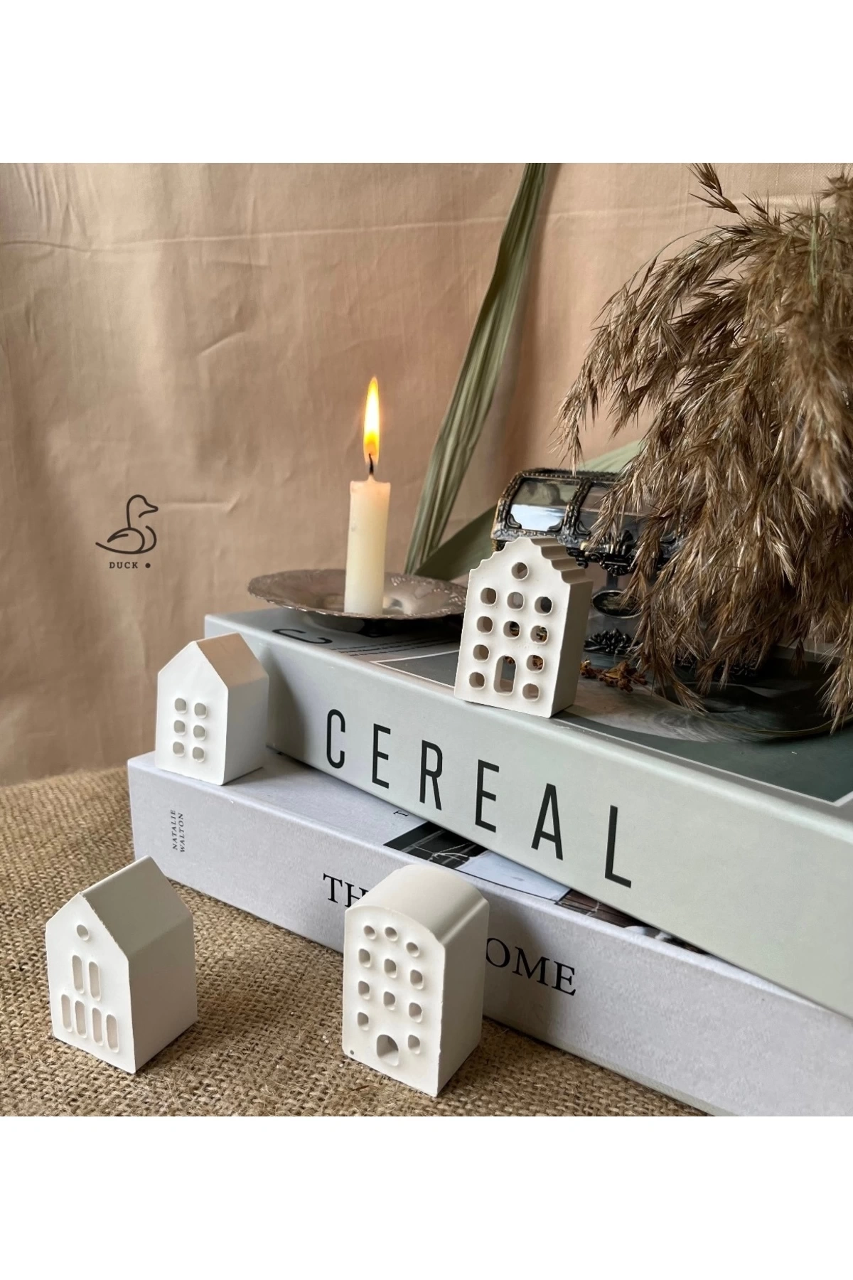 Minimal 4’lü küçük ev dekoratif obje/biblo (5-5 cm)